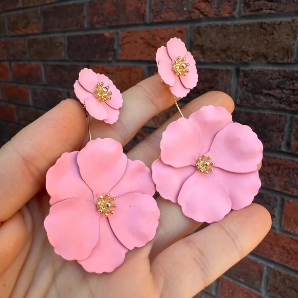 Blossom Pink Flower Earrings - Picture 8 of 9